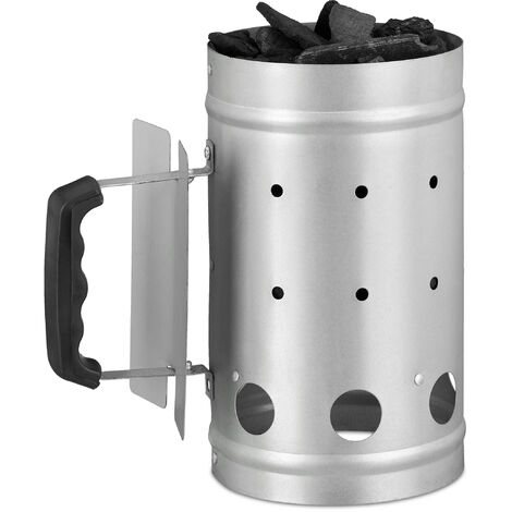 Relaxdays Charcoal Chimney Starter, Steel, BBQ Lighter, Stove, Grill, H ...