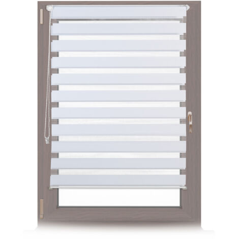 Set of 3 Relaxdays Double Blinds, Klemmfix without Drilling, Side-Pull Shades, for Windows, Fabric, 110x150cm, White