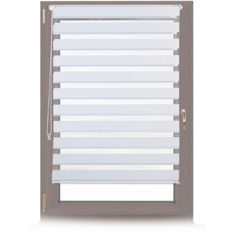 Set of 3 Relaxdays Double Blinds, Klemmfix without Drilling, Side-Pull Shades, for Windows, Fabric, 100x150cm, White