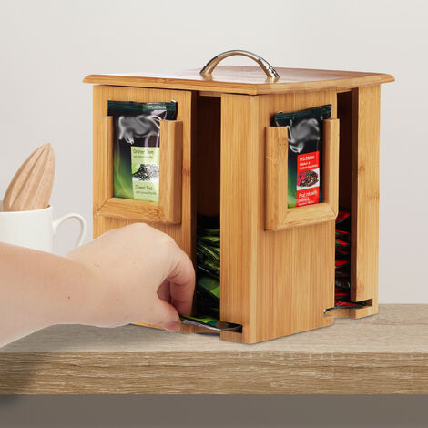 Relaxdays Tea Box, Rotatable Tea Container, Removable Lid, 4 ...