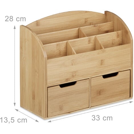 Bamboo Desk Organizer A4 Letter Tray Notes and Pens Organizer Drawer Office Storage System H x W x D: approx. 26 x 33 x 24 cm buy