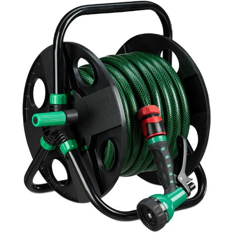 Relaxdays Hose Reel 30 m, Empty Hose Trolley for Garden, Camping