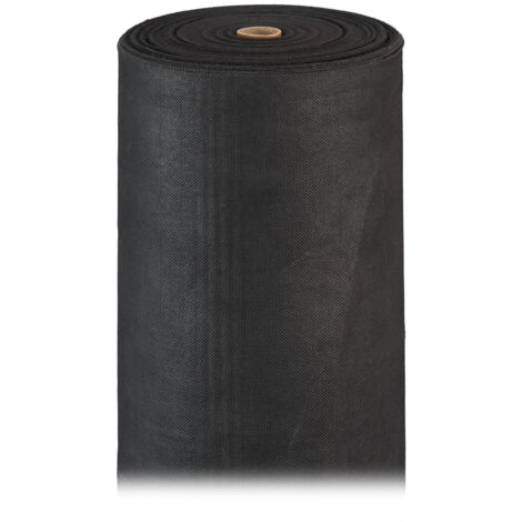 Relaxdays Weed Barrier Carpet, 150 g/m², Ground Protection Cover, Water-permeable, UV-resistant, Soil Carpet, 50 m, Black