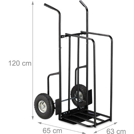 Relaxdays XL Metal Log Cart, Firewood Trolley With 2 Large Wheels, Up ...