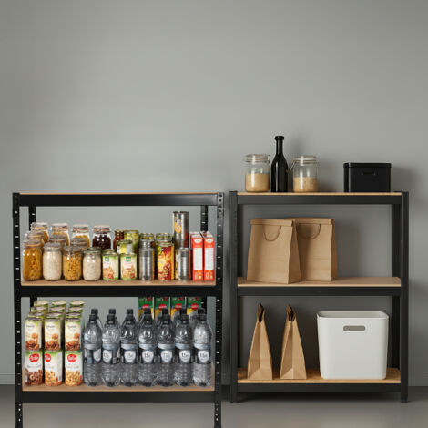 Relaxdays Heavy Duty Shelving Unit For Plug-In, HBT: 183 X 91 X 46 Cm, Load Capacity: 1800 Kg, 5 Levels, Cellar & Garage, Steel, Black
