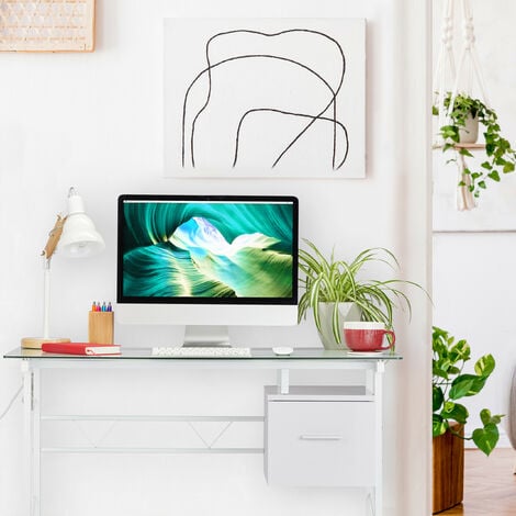 Glass writing outlet desk