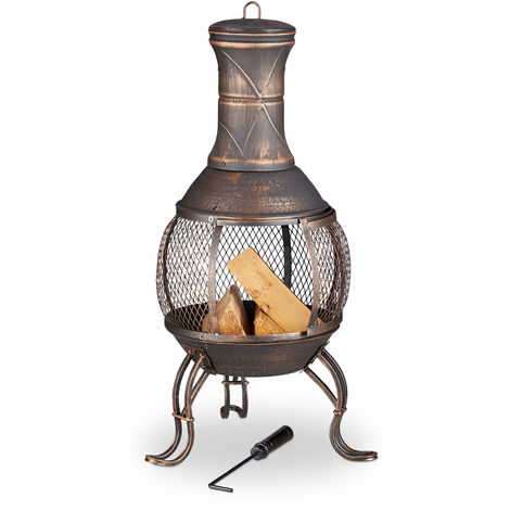 Relaxdays Chiminea Fire Grate, Chiminea Fire Pit