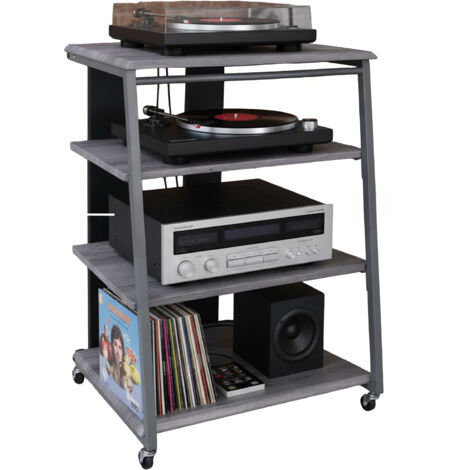 Relaxdays Hi-Fi rack, 4 shelves, for record player & stereo, metal ...