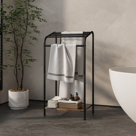 Relaxdays towel rack with shelf, HWD 79.5x41.5x28.5cm, industrial, 4 ...