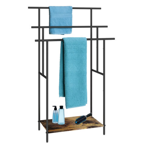 Relaxdays towel rack with shelf, HWD: 100x68x30 cm, industrial, 3 bars ...