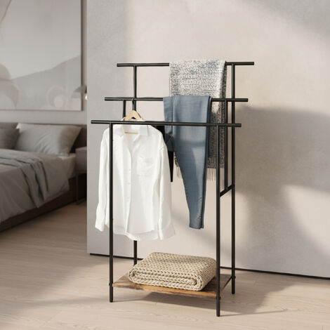 Relaxdays towel rack with shelf, HWD: 100x68x30 cm, industrial, 3 bars ...