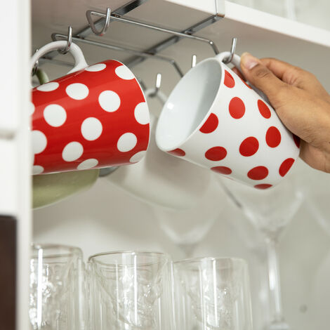 Relaxdays Cup Holder, Cupboard Tidy For 10 Cups, Metal Rack, Under ...