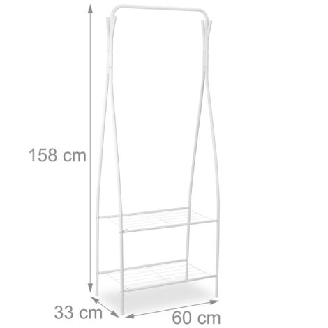 Relaxdays Coat Rack Metal, 2 Shelves & 4 Hooks, Clothes Rail, Hallway ...