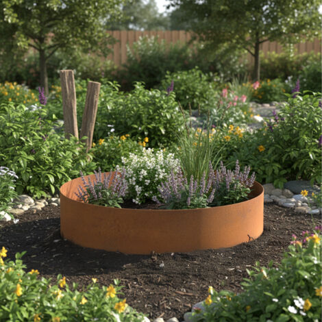 Relaxdays Planting Ring Corten Steel, HxD: 20 x 70 cm, Tree Ring Rust ...