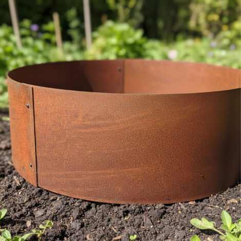 Relaxdays Planting Ring Corten Steel, HxD: 20 x 70 cm, Tree Ring Rust ...