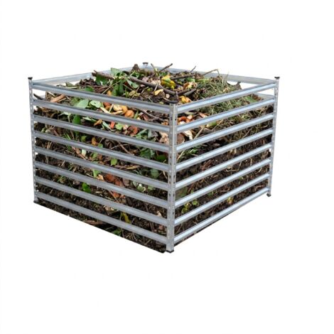 Composter Silver Relaxdays metal composter, garden compost bin, HWD: 90x100x100 cm, 900 ...