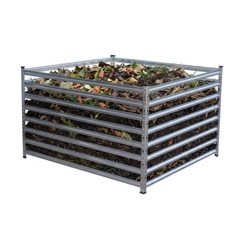 Composter Silver Relaxdays galvanised steel compost bin, garden composter, HWD ...