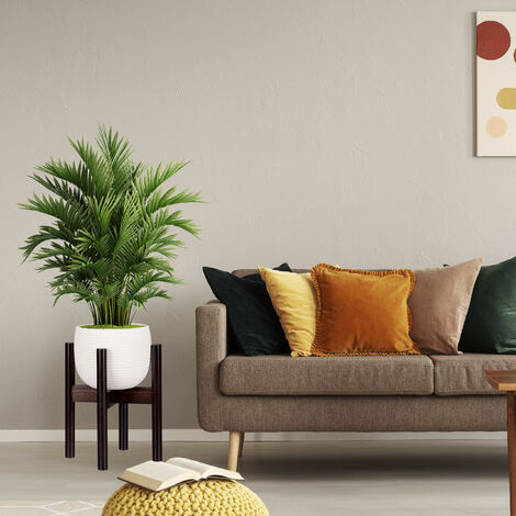 Relaxdays Bamboo Plant Stand, Adjustable, Flower Pots max. 32 cm, Pot Support, H: 35.5 cm, Brown