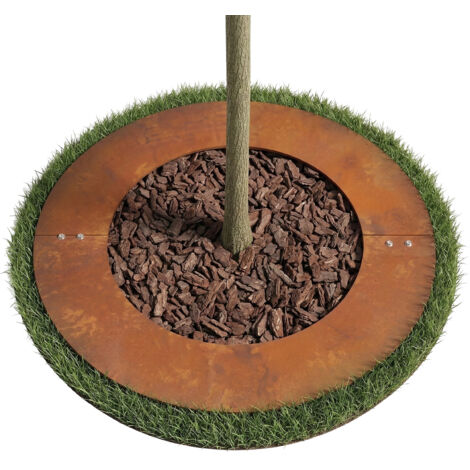 Relaxdays Tree Ring, Rust Patina, Lawn Edging for Trees & Shrubs, Ø 80 ...