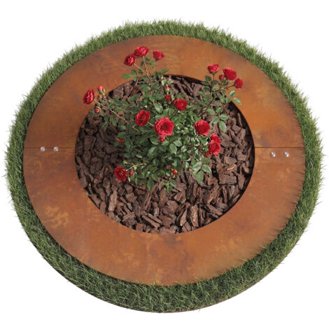 Relaxdays Tree Ring, Rust Patina, Lawn Edging for Trees & Shrubs, Ø 50 ...