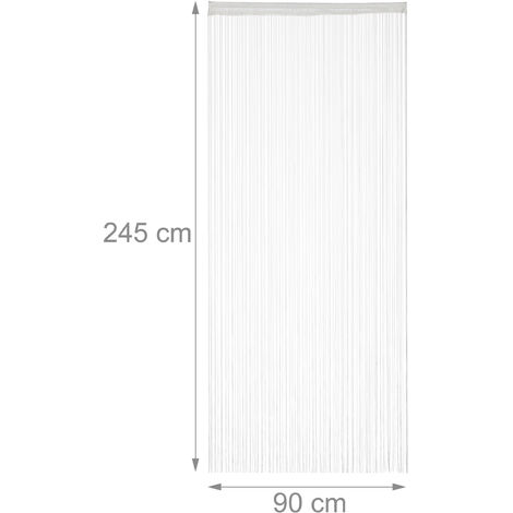 Can be Shortened 145x245 cm Fly Screen with Eyelet Top for Windows /& Doors Black Pack of 1 Relaxdays String Curtains