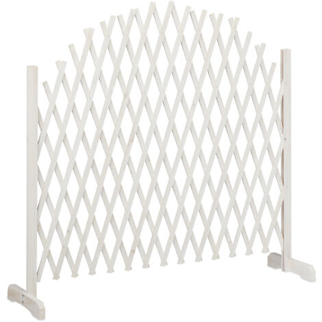 Relaxdays Wooden Trellis, Extendable, Freestanding, Garden Lattice, Balcony Climbing Aid, White