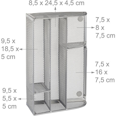 Memo Rack Relaxdays Desk Organizer, 5 Compartments, Compact Letter Rack, Metal ...