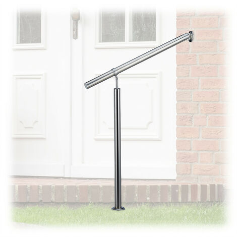 Relaxdays Stainless Steel Handrail for In- and Outdoor Use, 80 x 90 cm, With Wall Fittings and Metal Plugs, Silver