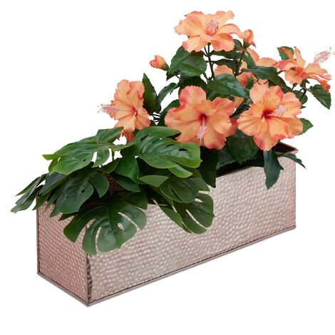 Relaxdays Window Box For Interior, Planter, Metal Cachepot For Flower- and Herb Pots, Rectangular Tub, Assorted Colours