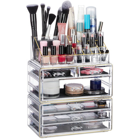 Relaxdays Organiser with 6 Drawers, 22 Compartments for Makeup Storage ...