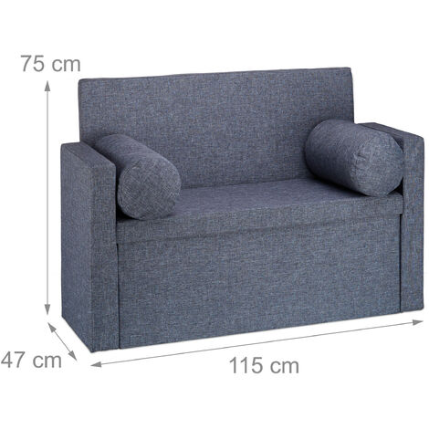Relaxdays Bench Seat with Backrest, Pillows, Foldable, Storage