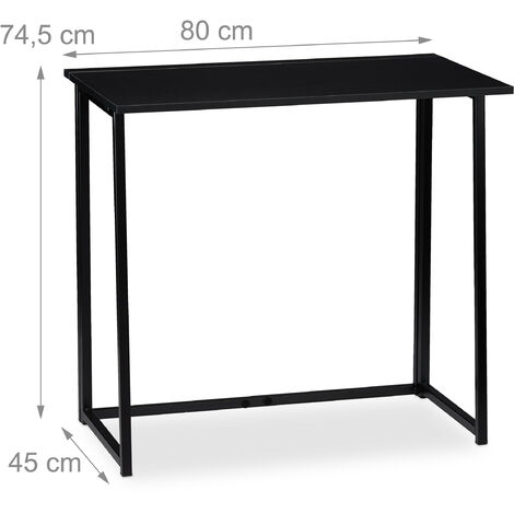 Relaxdays Foldable Desk, PC-Table To Fold, Space-saving Desk, Folding, Home Office, 74.5x80x45cm, Black