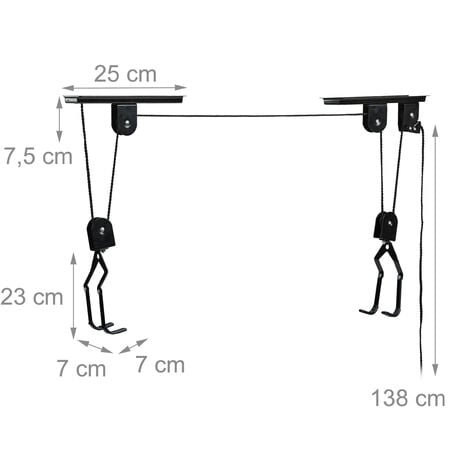 Relaxdays ceiling mount bike storage, up to 20 kg, 4 m ceiling height, with pulley, for the shed or garage, black