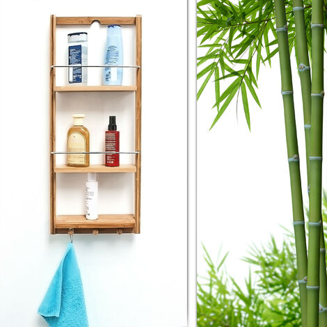 RHAFAYRE Wall Mounted Coat Rack Floating Wall Shelf with 3 Hooks, Bamboo  Floating Wall Shelf with Hook for Hallway, Bathroom, Living Room, Bedroom