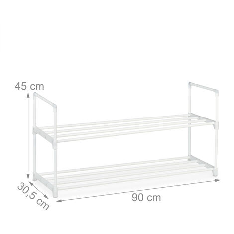 Relaxdays plug-in shoe rack, metal shoe organiser, shoe storage, 2 tiers for 8 pairs of shoes, metal & plastic, white