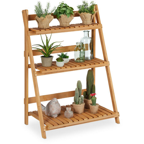 Relaxdays Plant Stand 3 Tier Shelving, Outdoor Plant Shelving Unit