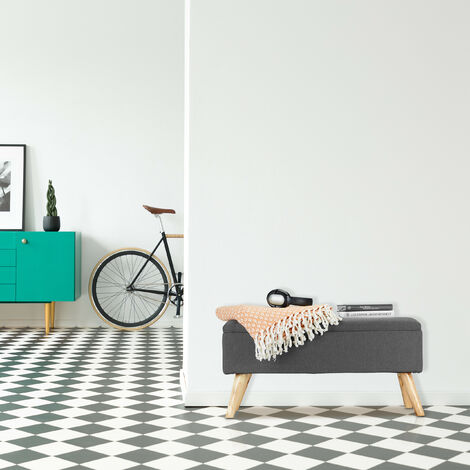 Relaxdays Hallway Storage Bench, Padded, Wooden Legs, Fabric Cover, HxWxD: 39.5 x 79.5 x 39.5 cm, Grey