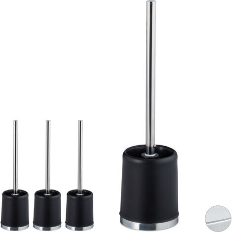 Set of 4 Relaxdays WC Accessory Sets, Toilet Brush with Round Holder ...