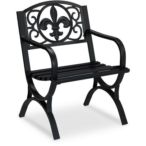 Relaxdays Antique Looking Garden Chair Patio Furniture Outdoor Seating With Armrests Wide