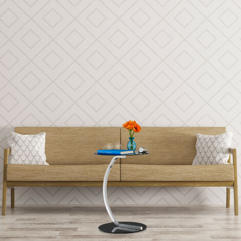 Relaxdays side table, round, glass tabletop, steel base, modern design, end table for the couch, black