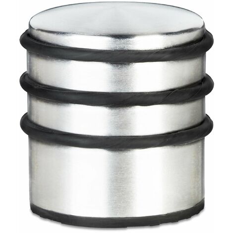 4 x STAINLESS STEEL & RUBBER DOOR STOP HIGH QUALITY BRUSHED CHROME 1.1kg WEIGHT 