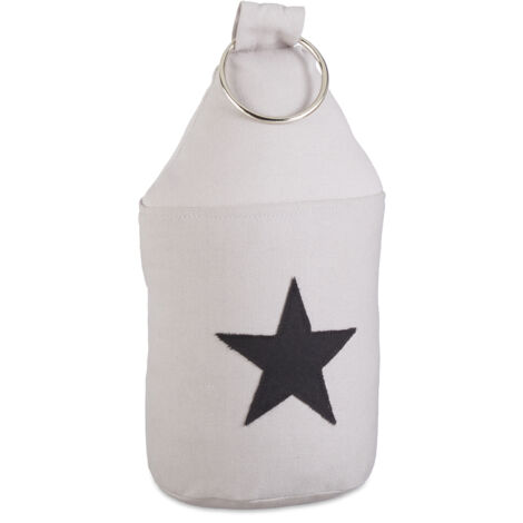 Set of 10 Relaxdays Star Door Stops, Fabric Bumper, Floor Doorstop, Tall, with Handle, HxD: 23 x 11 cm, Grey