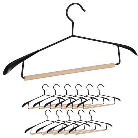 Relaxdays Coat Hangers Set of 12, Wide Shoulders, Suits, Pants Rail ...