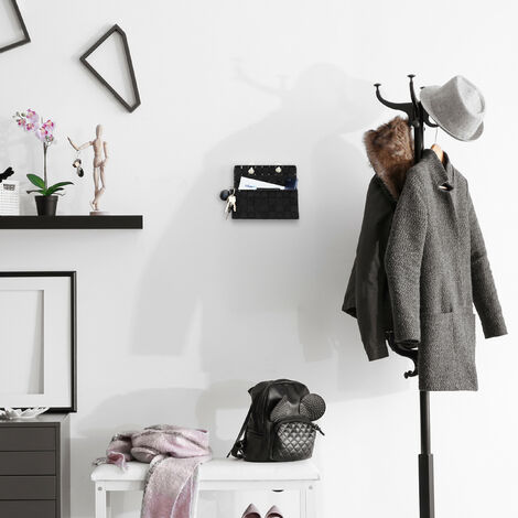 Relaxdays Hanging Storage Basket, Bathroom Organiser Box, Hallway, Bedroom, Sorter HxWxD 20x25x15 cm, Black