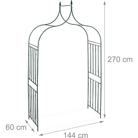 Relaxdays Rose Arch with Gate, Garden Growth Support, Metal Trellis ...