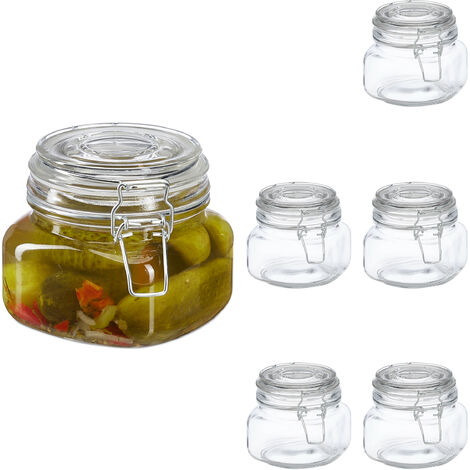 Large Glass Storage Jar 3 Litre Airtight Food Preservation Jar With Clip  Top Lid