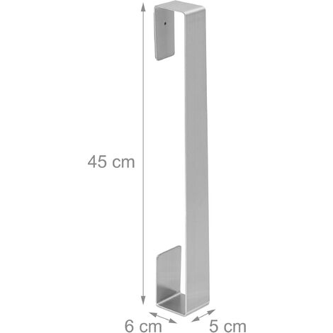 Relaxdays Towel Storage Rail for Bathroom, Stainless Steel, 45 cm, Without Drilling, Self-Adhesive to the Wall, Silver