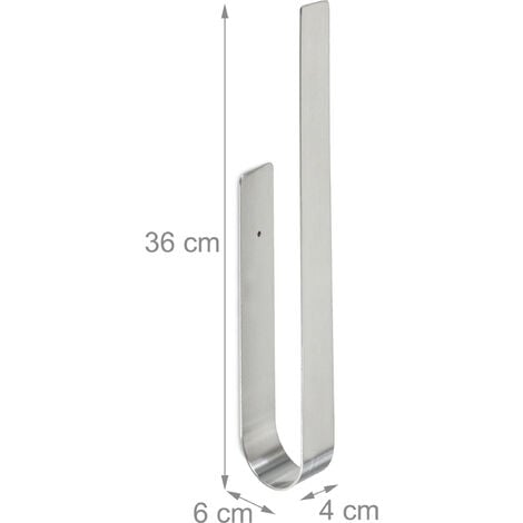 Relaxdays Towel Storage Rail for Bathroom, Stainless Steel, 36 cm, Without Drilling, Self-Adhesive to the Wall, Silver