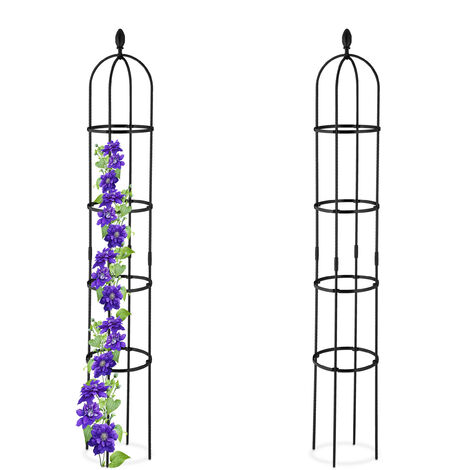 Relaxdays Garden Obelisk, Set of 2, 190 x 30 cm, Support for Climbing ...