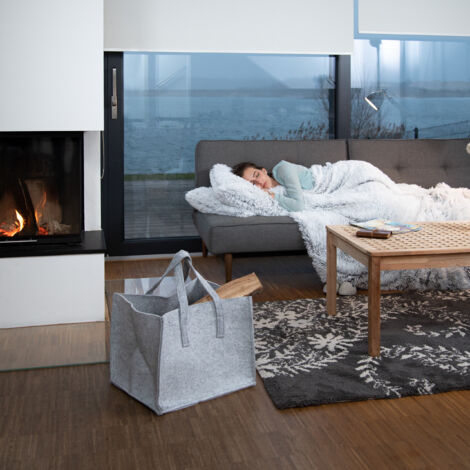 Relaxdays Firewood Bag Felt Firewood Basket Portable Firewood Basket Foldable Newspaper Rack: 25 X 25 X 50 Cm, Black - View #7